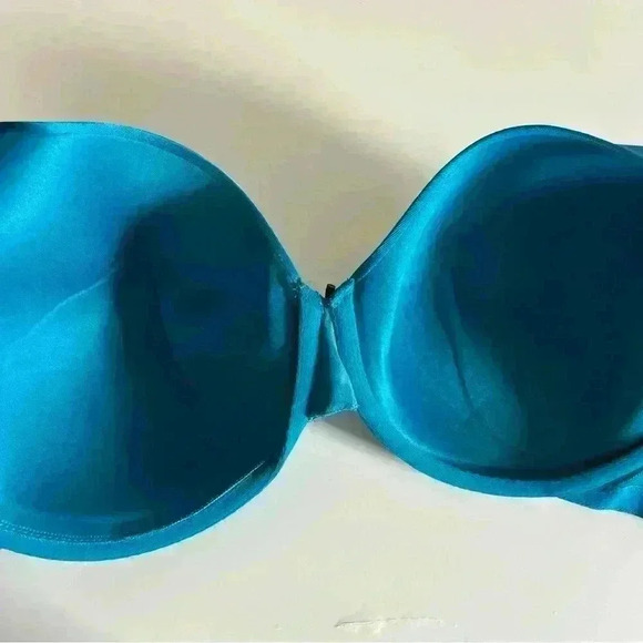 Cacique Teal Blue Full Coverage Bra with Black Lace Trim Detail Size 46DD - Picture 3 of 6